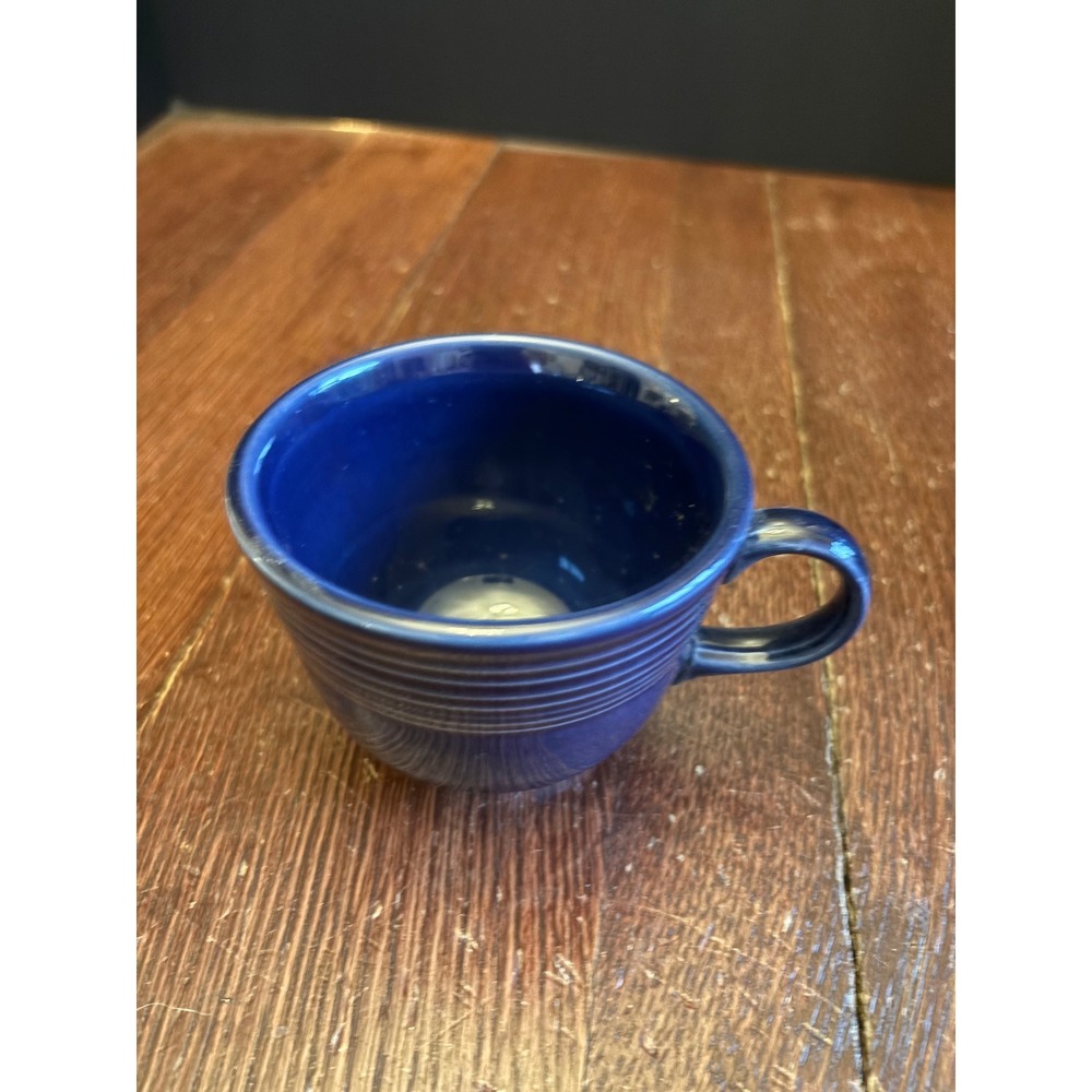 Fiesta HLC Cobalt Blue Coffee Cup Mug Concentric Rings Ceramic USA Vintage